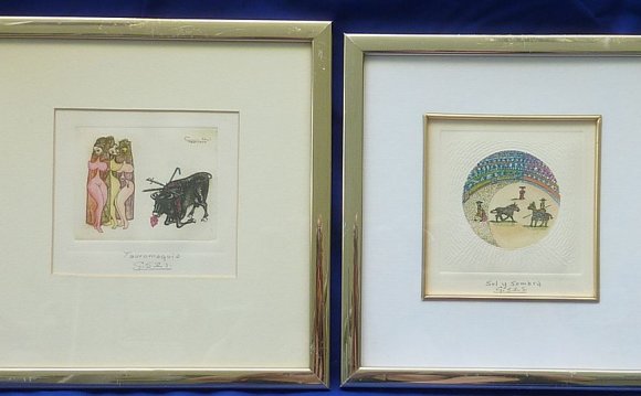 Pair of small copper engraving