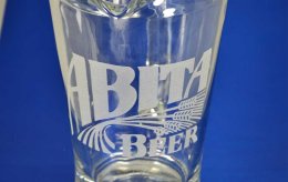 laser engraved glass pitcher